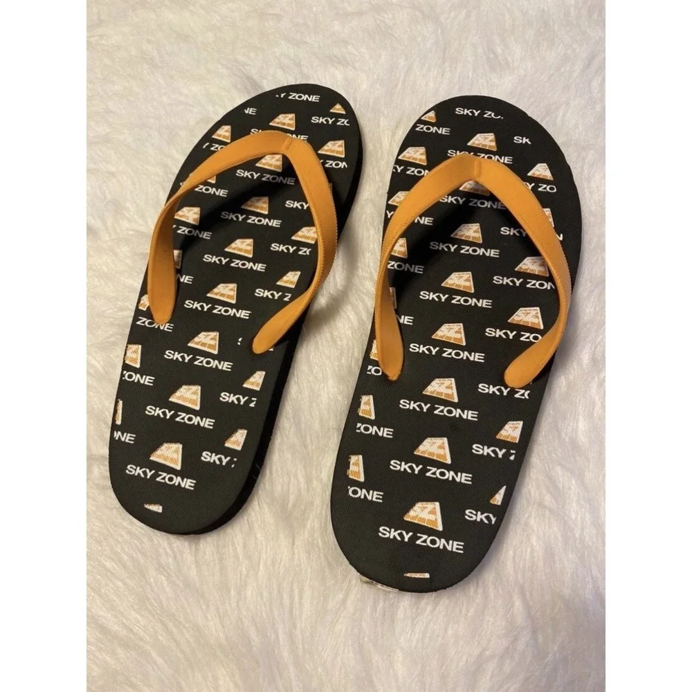 Sky Zone Trampoline Park Flip Flops Mens Size‎ MXXL Black Sandals Shoes